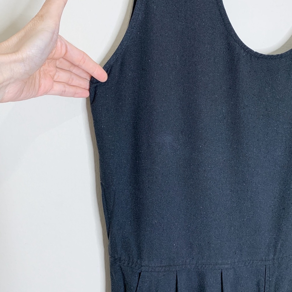 Ozma Coverall Jumpsuit (Sz L) Sleeveless Tapered Crop Raw Silk Noil Black - Picture 6 of 13